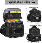 Expandable Tactical Lunch Box, XLarge Insulated Lunch Cooler Bag Heavy Duty Leakproof Lunch Pail for Men Adults Work Office Outdoor Picnic Trips,25L,Black-Camo