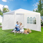 Smartxchoices 10' X 10' Outdoor White Waterproof Gazebo Canopy Tent with Removable Sidewalls Windows Heavy Duty Tent for Party Wedding Events Beach BBQ
