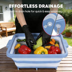 9-IN-1 Collapsible BBQ Prep Tub with Cutting Board, Portable Grill Prep Station with Side Brackets, Lids, Knives, Meat Claws and Drain Rack, Space-Saving for Kitchen, RV, Camping, Blue