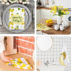 Zubebe 6 Pcs Lemon Kitchen Towels Summer Lemon Dish Cloth Set 18 x 28 Inch Ultra Absorbent Yellow Hand Cloths Tea Towels for Cooking Baking, Housewarming Gift for Home