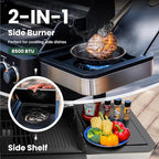 2 in 1 Propane Gas BBQ Grill with Side Burner & Porcelain-Enameled Cast Iron Grate, 4-Burner Flat Top Grill, 46,700 BTU Outdoor Barbecue Propane Griddle Grill Combo for Camping, Patio, Backyard