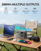 2026 Portable Power Station 350W, 288Wh LiFePO4 Battery Backup, Power Bnak with AC Outlet 110V/ 700W Surge, Solar Generator Fast Charging for Camping Essentials, Hurricane Emergency, Home, Road Trips