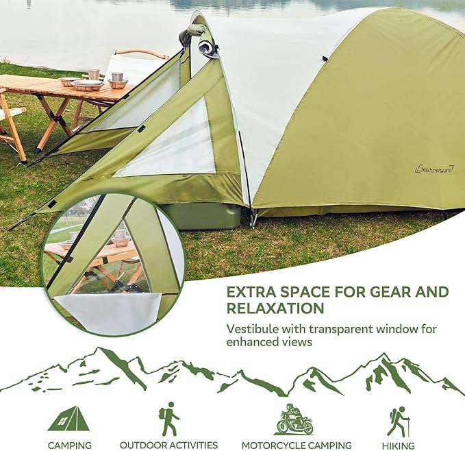 Clostnature Camping Tent with Porch - Waterproof 2 Person Tent for Camping, Easy Setup Lightweight Two Person Shelter for Hiking, Backpacking, Family, Outdoor