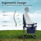 Oversized Camping Chair Heavy Duty- Portable Folding Chair, Cup Holder & Waterproof Phone Case for Adults, Beach, Hiking, Backyard (Blue & Light Gray, 1 PCS)