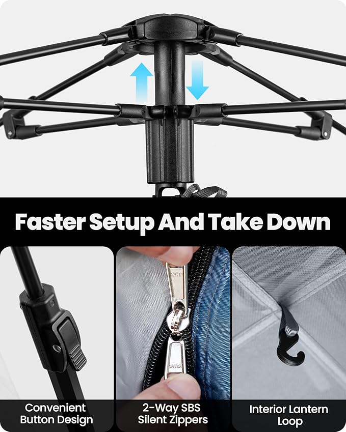 OutdoorMaster Updated Camping Tents, 4/6 Person Camping Tent with Blackout Shelter Technology, Easy Setup in 60 Seconds, Weatherproof Pop Up Tent with Top Rainfly, Instant Cabin Tent