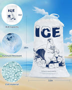 8lb Ice Bags with Drawstring – 50 Pack Heavy-Duty Reusable Plastic Ice Cube Bags for Freezer, Ice Storage, Camping, Coolers