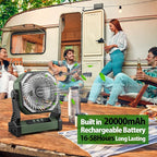 20000mAh Battery Powered Camping Fan, 58Hrs Rechargeable Portable Fan, 400LM Light, 360° Hook, Whisper Quiet Battery Operated Fan for Outdoor Car Travel Hurricane Camping Gear Essentials Power Outages