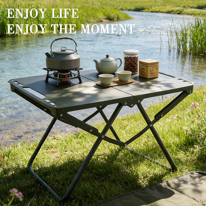 Folding Tactical Outdoor Table,Portable Adjustable Height IGT Modular Panels Camp Table with Light Bracket for Travel expeditions, Hiking, Picnics, BBQs & Beach Trips