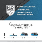 CORE Instant Cabin Tents with LED Lights | 6 Person / 9 Person / 12 Person Family Multi Room Lighted Pop Up Tents for Camping | Included Storage Pockets for Camping Accessories