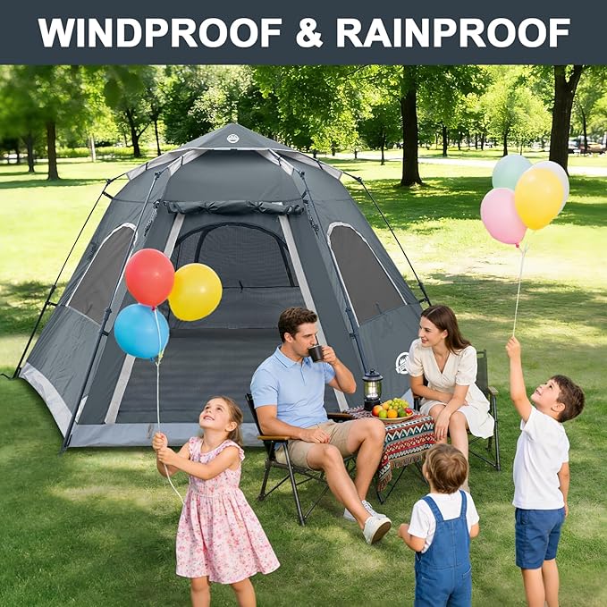 ADSMART Instant Tents for Camping 2/3/4/5 Person Tent Waterproof Easy Setup Sets Up Backpacking Tents with Carry Bag for Outdoor Hiking