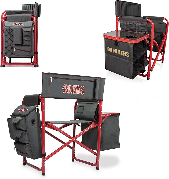 Picnic TIME NFL Unisex-Adult NFL Fusion Camping Chair with Side Table and Soft Cooler, Beach Chair for Adults, Lawn Chair