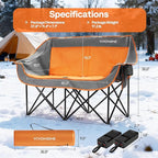 VIVOHOME 45W Padded Heating Double Camping Chair with 2 x 27000mAh Power Bank, Heated Oversized Portable Loveseat for Outdoor Sports, 3 Levels of Heat, Overheat Protection System, Orange and Gray