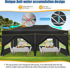 HOTEEL 10x20 Heavy Duty Pop up Canopy Tent with 6 Sidewalls, Easy Setup Outdoor Commercial Instant Tent for Parties Wedding Event, with Roller Bag & Sand Bags, Black(Hexagonal Frame)