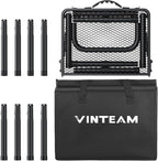 VINTEAM Camping Folding Grill Table | 3 Adjustable Heights | Lightweight, Portable Aluminum Table for BBQs, Picnic, and Outdoor Use | Mesh Desktop, 66lbs Weight Capacity
