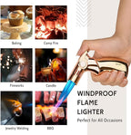 VEXO-Mini4 Torch Lighter Quad 4 Jet Flame Windproof Butane Refill Portable Lighter for Grill BBQ Candle Camping, Gift Idea (Butane NOT Included) (Glod)