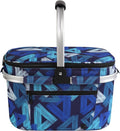 ALLCAMP Picnic Basket - Insulated Cooler, Thickening Foldable Picnic Basket with Removable Baskets & Sewn-in Frame, Basket for House Warming Gifts New Home(Triangle Pattern)
