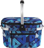 ALLCAMP Picnic Basket - Insulated Cooler, Thickening Foldable Picnic Basket with Removable Baskets & Sewn-in Frame, Basket for House Warming Gifts New Home(Triangle Pattern)