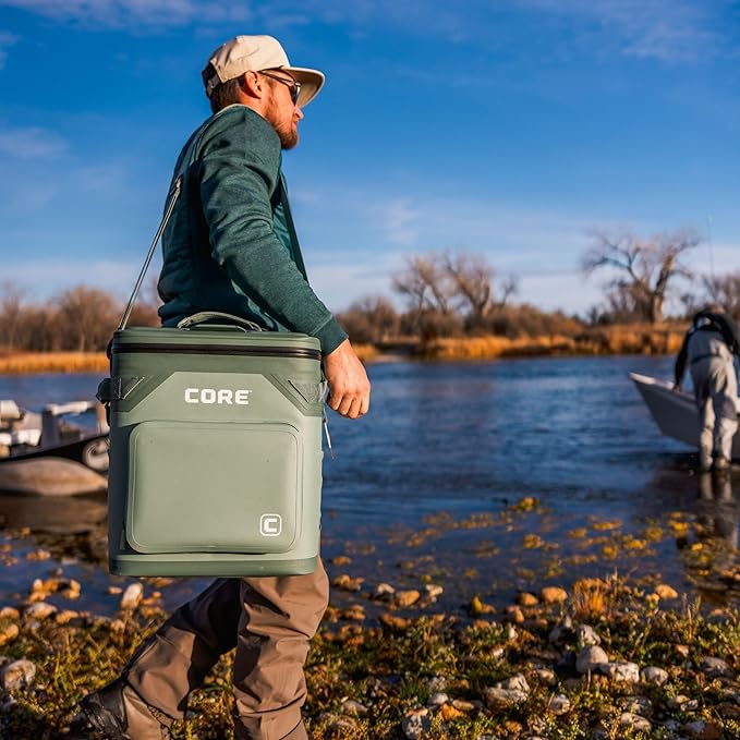 CORE Magnetic Leak Proof Soft Cooler with Waterproof Zipper | Insulated Bag Portable Ice Chest Box | Best Soft Cooler for Food & Beverages for Tailgating, Car Camping, Travel, and Family Beach Picnics