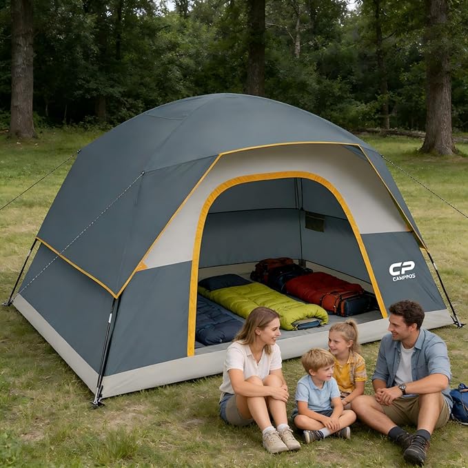 Tents for Camping 6 Person Tent Waterproof Windproof Double Layer Family Camping Tent, Easy Setup Dome Tent with Large Mesh Windows & Wider Door for Outdoor Camping & Hiking