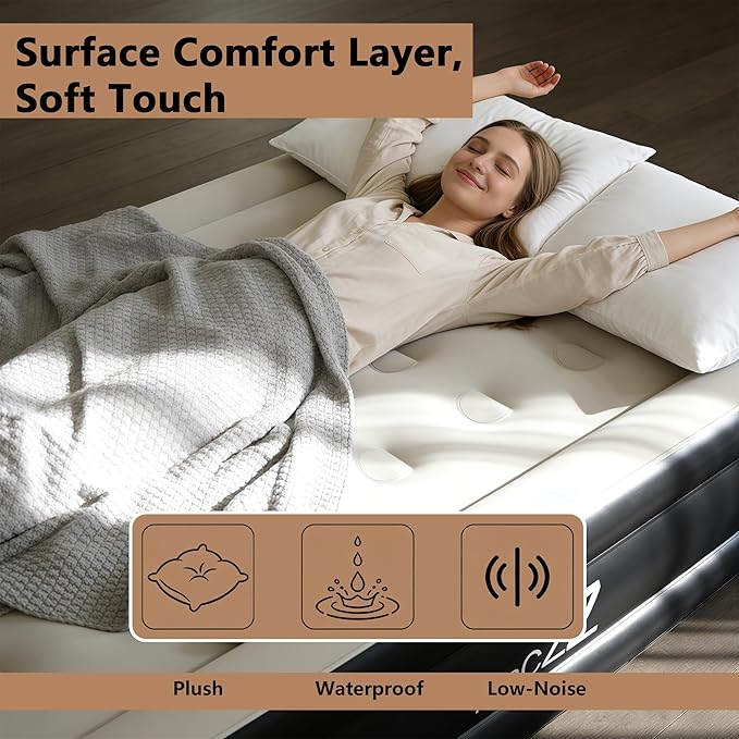 air Mattress, 18-inch Thickened Twin air Mattress, Suitable for Home use, Camping and Travel, Features Quick Inflation and deflation to Save You time