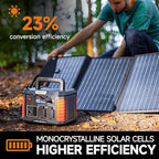 BALDR 120W Portable Solar Panel for Jackery/ECOFLOW/Flashfish/ROCKPALS Power Station Generator, Foldable Solar Cell Charger with USB Ports & PD Output for Camping, Off Grid Living. Black