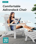 SERWALL Adirondack Chair with Cup Holders - Composite Adirondack Chairs Set of 4 HDPE Outdoor Chairs All Weather Use- Silver Gray