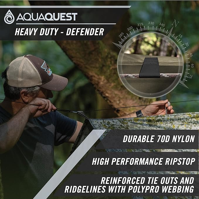 AquaQuest Safari Tarp – Lightweight Waterproof (5,000mm) Seam-Taped Ripstop Rain Fly for Backpacking, Thru-Hiking & Hammock Camping