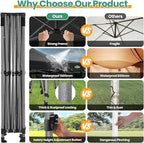 COBIZI 10x15 FT Heavy Duty Pop up Canopy with 4 Removable Sidewalls, Easy up Gazebo High Stability, All Weather Sunshade 100% Waterproof Outdoor Canopy Tents with Carry Bag, Black