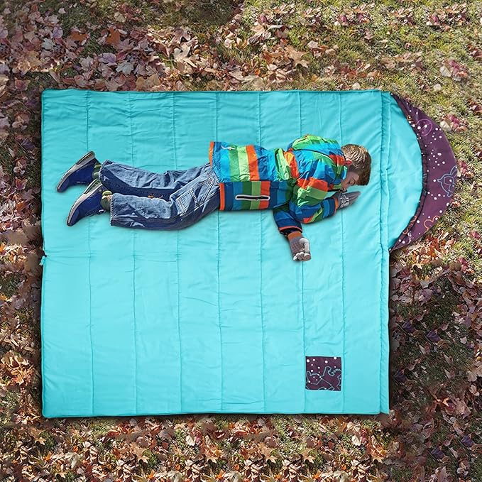 AceCamp Kids Sleeping Bag, Glow-in-The-Dark Sleeping Bag for Kids and Youth, Portable Water-Resistant Kids Sleeping Bag, Temp Rating 30F/ -1℃, for Camping, Hiking, Slumber Party