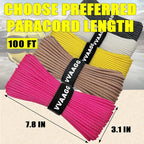 VVAAGG 1000 Paracord Rope 100FT Parachute Cord 4mm 12 Strand Nylon Rope for Camping Tent Clothsline Outdoor Hiking Fishing (Pink, 100FT)