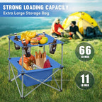 Portable Folding Camping Table Lightweight Outdoor Picnic Table with 4 Cup Holders & Storage Case Collapsible Tailgating Table for Camping Backyard Grill Outdoor Concerts
