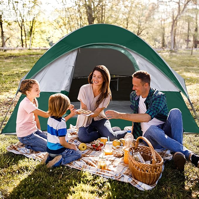 Camping Tent 2-4 Person, Waterproof Windproof Tent with Rainfly Easy Set up-Portable Dome Tents for Camping…