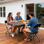 Folding Table 4ft - Heavy Duty Fold-in-Half Plastic Table with Adjustable Height, Portable Utility Tables with Steel Legs for Indoor, Outdoor, Picnic, Camping, Dining, Party (Khaki)