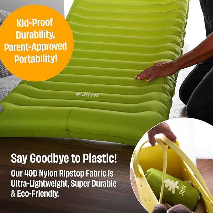 Inflatable Toddler Travel Bed with Pump Sack – Ultralight Kids Travel Mattress, Ripstop Nylon Construction, Compact Portable Sleeping Pad for Travel & Camping