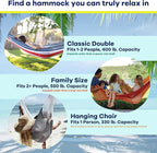 Handwoven Hanging Chair by Yellow Leaf Hammocks - Fits 1 Person, 330lb Max - Kick Back for Full-Body Recline - Weathersafe, Ultra Soft, Hang Anywhere - Color: Stripe Navy Blue - White