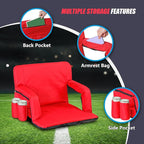 Wide Stadium Seat for Bleachers with Back Support -2 Pack Reclining Adults Camping Stadium Chair Extra Thick Cushion Bleacher Seats Waterproof Black