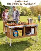 Outvita Folding Table, 4FT Aluminum Camping Table with Large Storage Space and Adjustable Height Picnic Table Lightweight for Carring Outdoor Party Events Beach