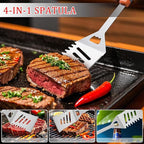 5-Piece Grill Tools Set, BBQ Grilling Accessories with Spatula, Tongs, Portable Grill Utensils Set with Hooks & Storage Apron, Stainless Steel Grilling Tools Kit, Gifts for Men Dad