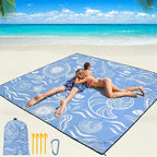 Beach Blanket Waterproof Sandproof Beach Mat 79" X 83"/10'x9'for 2-8 Adults Quick Drying Outdoor Picnic Mat Beach Accessories for Travel, Camping, Hiking