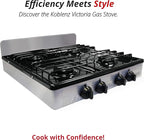 Koblenz PSK-400S 4 Portable Porcelain Cover and Four 16,000 BTU Burners, Stainless Steel Stove for Propane Gas, Silver