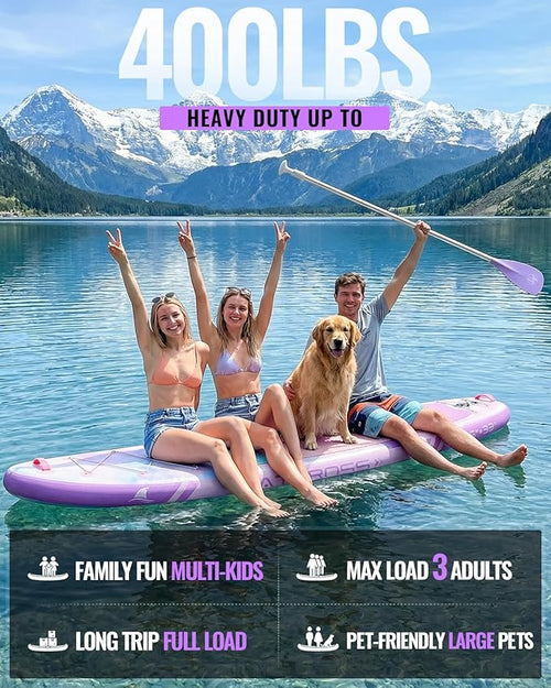 10'6''x33''Inflatable Stand Up Paddle Board, 400lbs Extra Wide Stand Up Paddleboard with Kayak Seat, Anti-Slip EVA Deck Premium SUP Accessories Kit, Non-Slip Stable Deck Boat for Yoga Fishing Surf