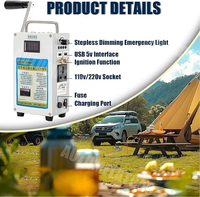 Hand Crank Generator 27000mah, Emergency Power Supply Charger Camping, 160W Outdoor Small Power Station, for Camping Outdoor Mobile Phone Computer Charging,110V