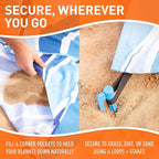 Everlasting Comfort Large Beach Blanket Waterproof & Sandproof - 80" x 80"/ 6.7ft x 6.7ft - Lightweight Picnic Mat, Camping Necessities for 4 People - Accessories for Outdoor Festivals - Blue