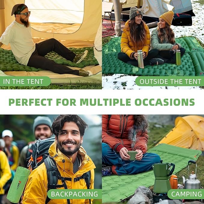 Camping Sleeping Pad, Ultralight Camping Mat with Pillow Built-in Foot Pump Inflatable Sleeping Pads, Compact Sleep Pad for Camping Backpacking Hiking Traveling