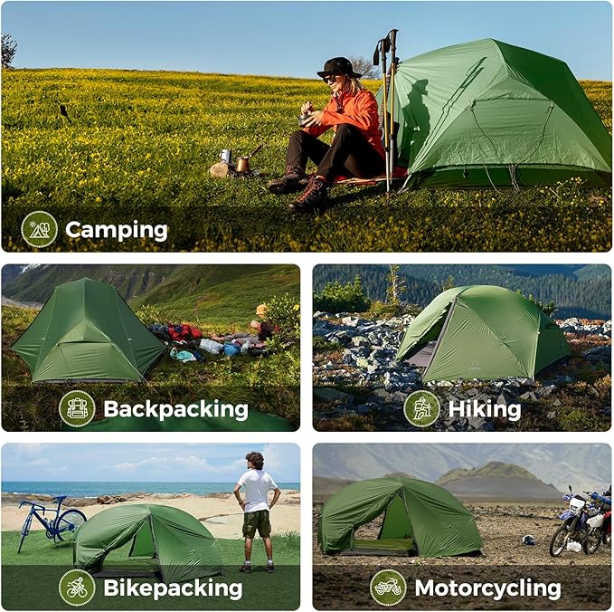 ATEPA Voyage 1-2 Person Backpacking Tent, 4 Season Ultralight Camping Tent, 4000mm Waterproof Double Layer Cold Wearther Easy Set Up Tent for Family Camp Hiking Hunting Outdoor Mountaineering Travel