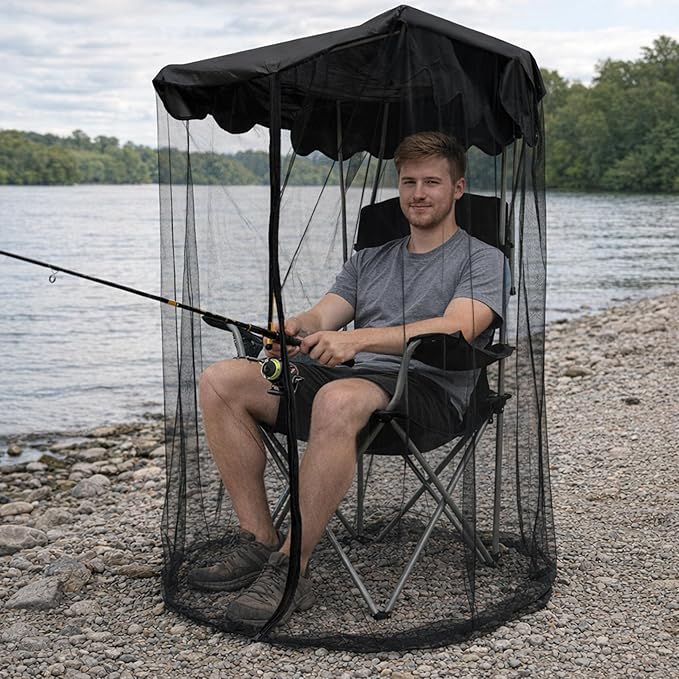 1 Pcs Canopy Chair Mosquito Net, Mosquito Mesh Chair Net with Waterproof Roof and Zipper Opening,Mosquito Net Chairs Cover for Outdoor Hiking Hunting Fishing Camping, Excluding Chairs