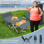 Slsy Oversized XXL Folding Camping Cot for Adults with Pad, Padded Portable Sleeping Cots, Camp Bed with Carry Bag for Outdoor Travel, Beach, Hiking