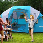 HIKERGARDEN 10 Person Camping Tent - Portable Easy Set Up Family Tent for Camp, Windproof Fabric Dome Tent Outdoor for Hiking, Backpacking, Traveling-14'x11'x74in(H)