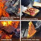 Mountain Pie Maker Cast Iron – Campfire Pie Iron, Hobo Pie Maker for Camping, 2-Pack