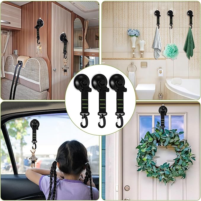 Maitys Heavy Duty Suction Cups with Hooks Tie Down Strong Suction Cup Anchor Car Camping Accessories Vacuum Outdoor Hanging Hooks for Car Boat Awning Camping Tent Trap